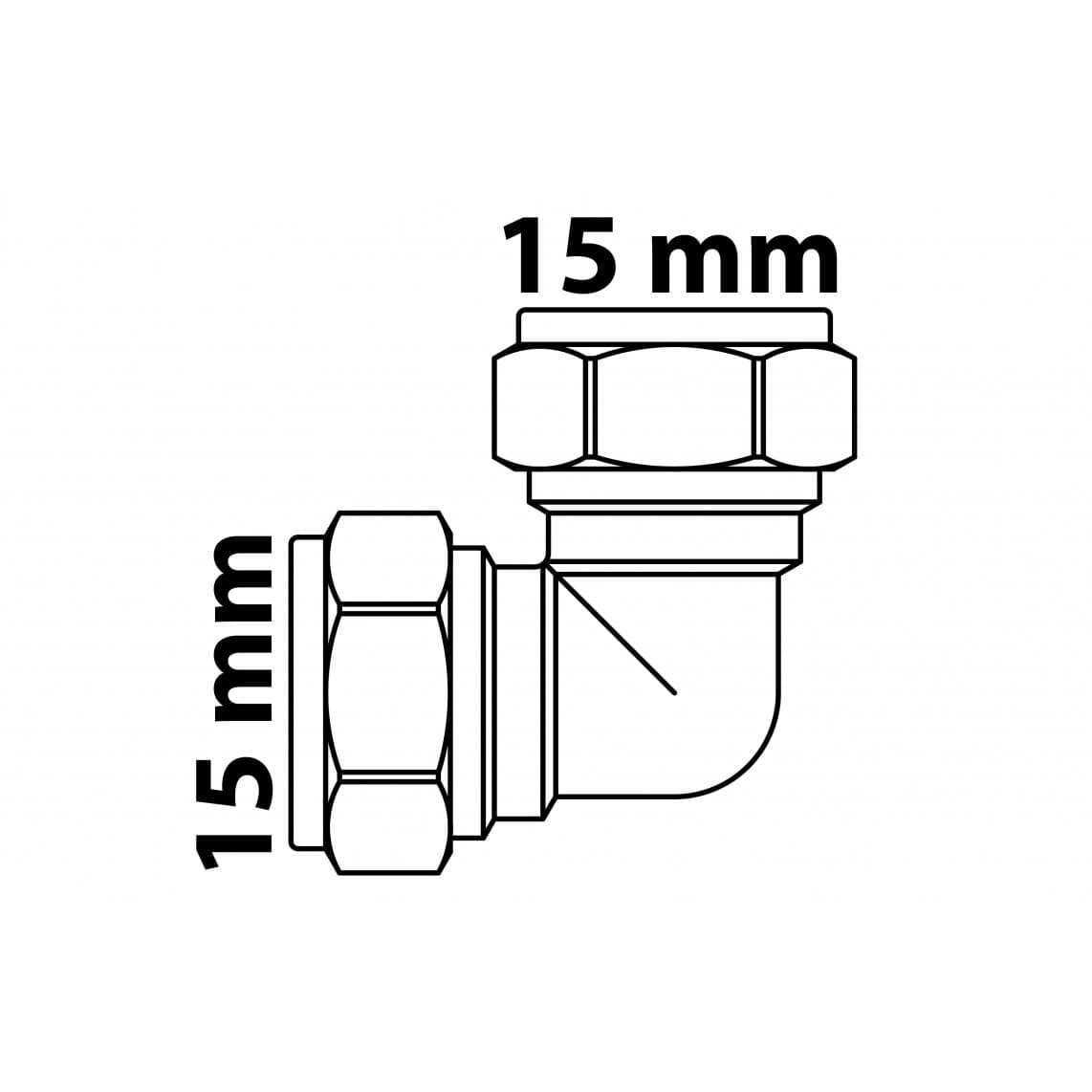 989451217 LT coude 90°, vierge, 15 mm, raccord à serrer pour tube en cuivre,