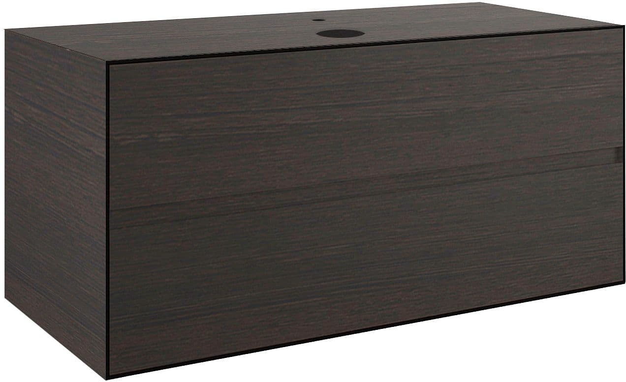 SOUS MEUBLE 2 TIROIRS+ TABLET POUR LAVABO A POSER CENTRAL TENSO 120CM TENSO +TROU ROBINET WENGE