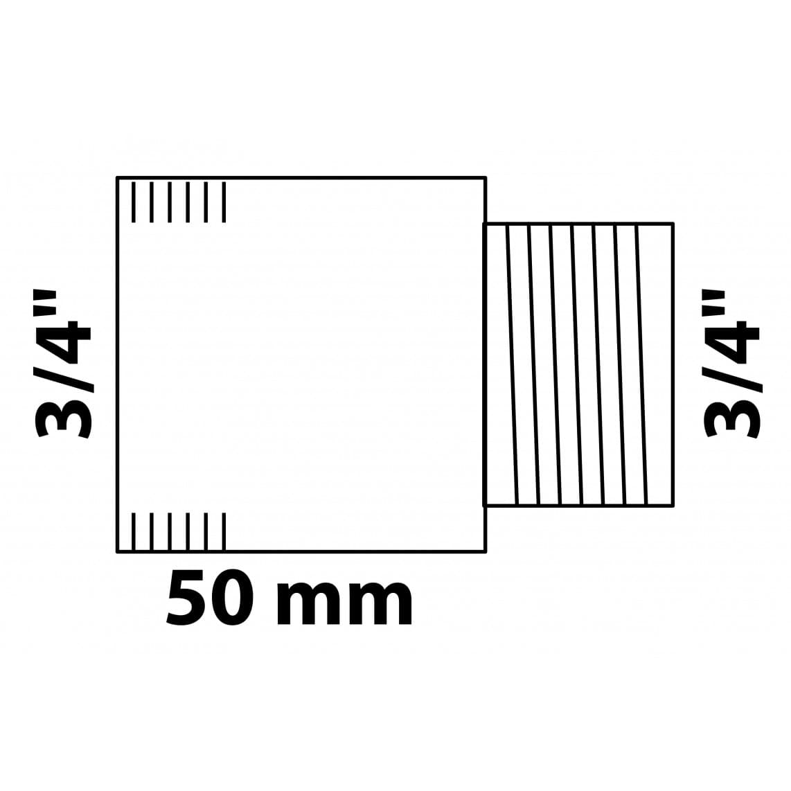 989319755 Tap extension, brass, 3/4" x 50 mm