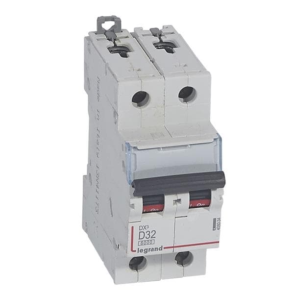 Disjoncteur DX³ 6000A / 10kA 2 pôles courbe D 32A 400V 2 modules