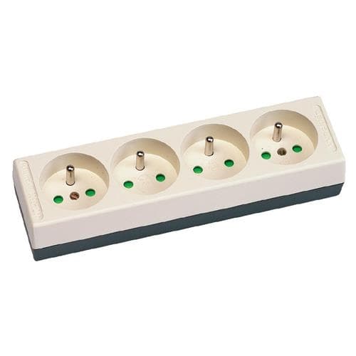 Bloc multiprise 4 x prises 2 pôles + T 16A - sans câble - Noir