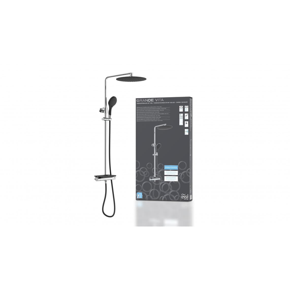 DX1103CST GRANDE VITA Set douche de pluie avec Mitigeur, noir