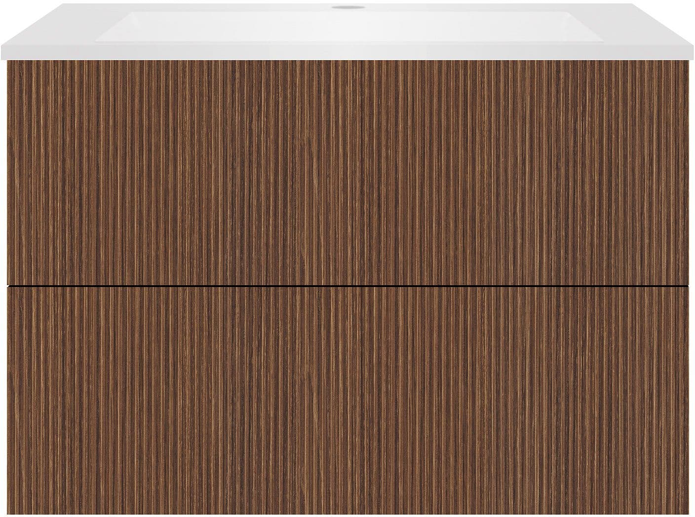 SOUS MEUBLE COFFEE 2 TIROIRS 90 NOYER SMARTLINE+LAVABO EN MARBRE SYNTHETIQUE BLANC MAT