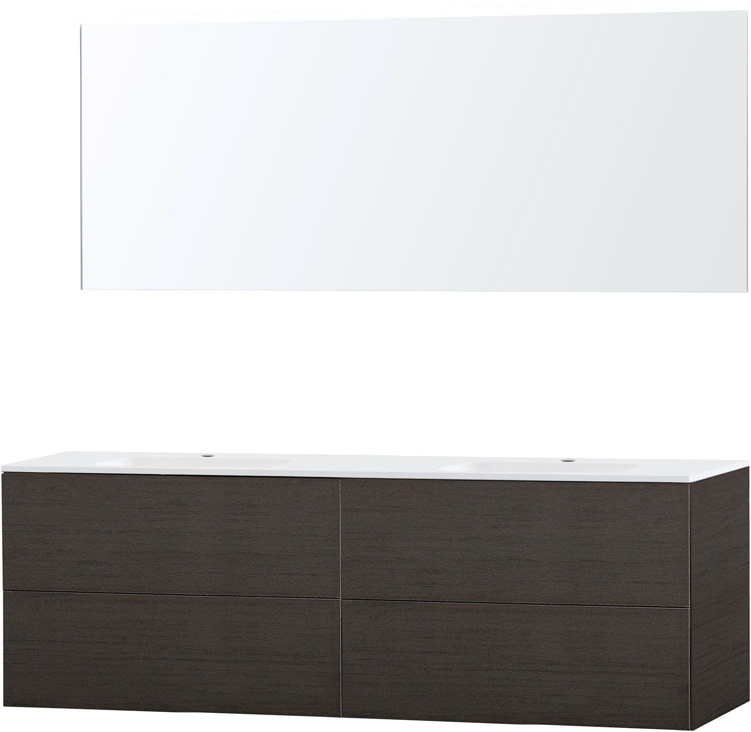 MEUBLE PURO DUO WENGE 180 MARBRE SYNTHETIQUE MIROIR