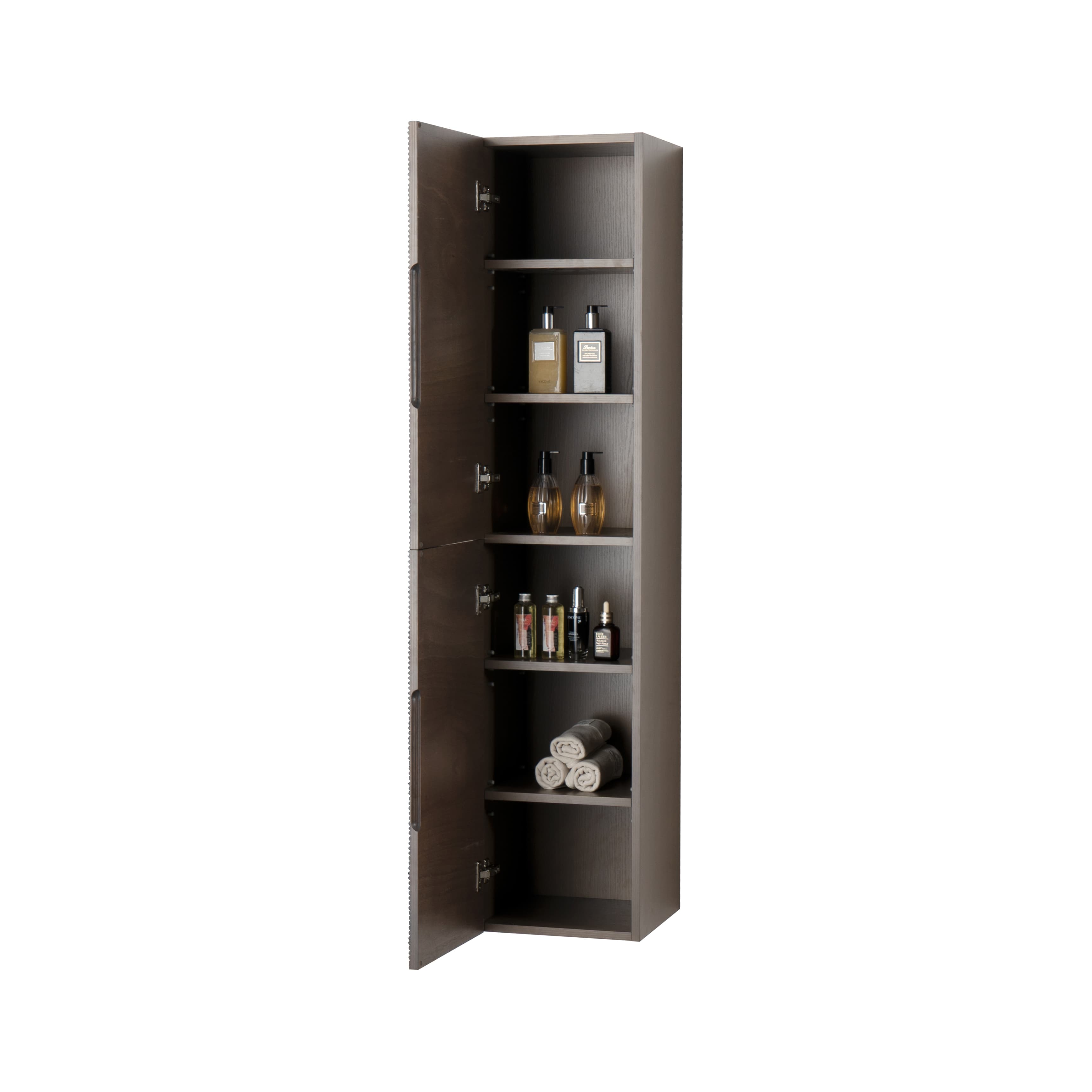 Layda colonne - 2 portes - sans poignées - soft close - réversible - 35X160X35 cm - Noyer foncé