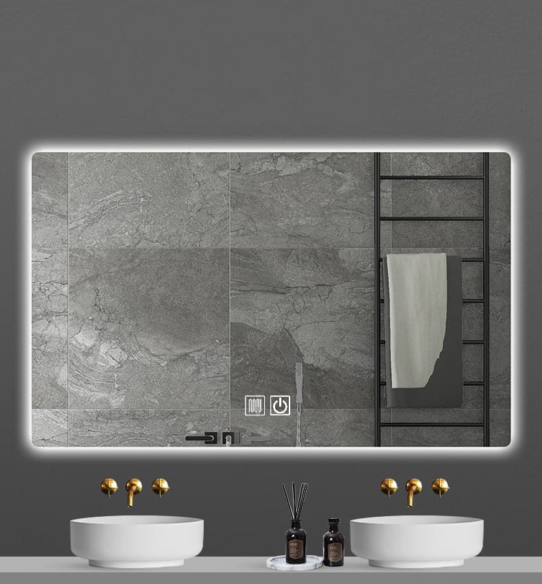 ALONI QUEEN MIROIR - AVEC ÉCLAIRAGE LED - RECTANGULAIRE - SANS CADRE - AVEC CHAUFFAGE - TEMPÉRATURE DE COULEUR LED 3500-6500K - 80X60CM