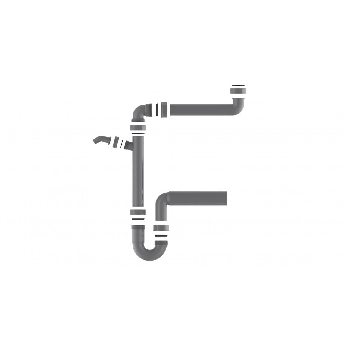 98833649 ECO-SAVE KS siphon tubulaire gain de place pour évier, Gris, 1 1/2" F x 50 mm, avec 3/4" Raccordement de l'appareil