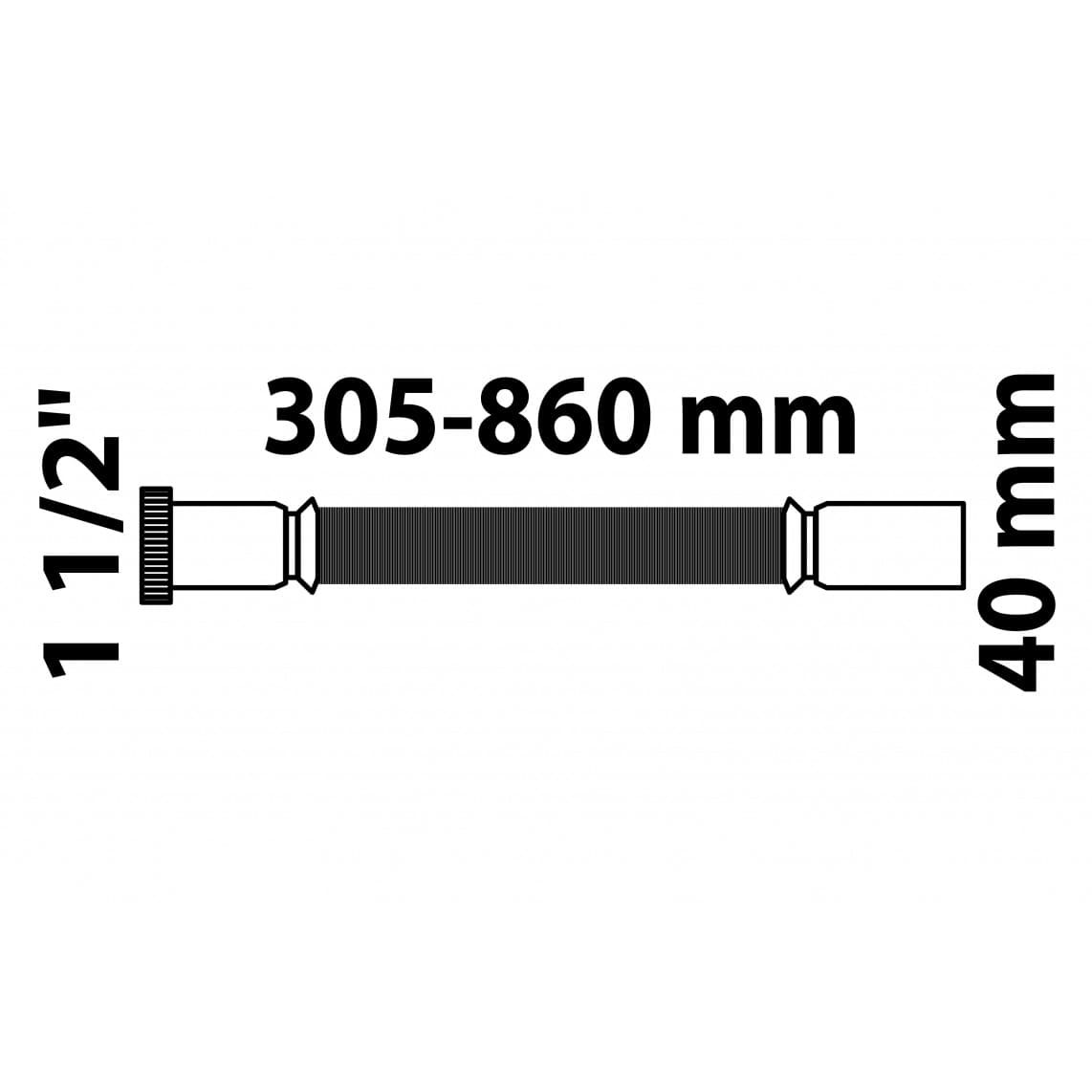 98836849 ECO-SAVE KS Tube de raccordement Flex, Gris, 1 1/2" F x 40 mm, 325-830 mm