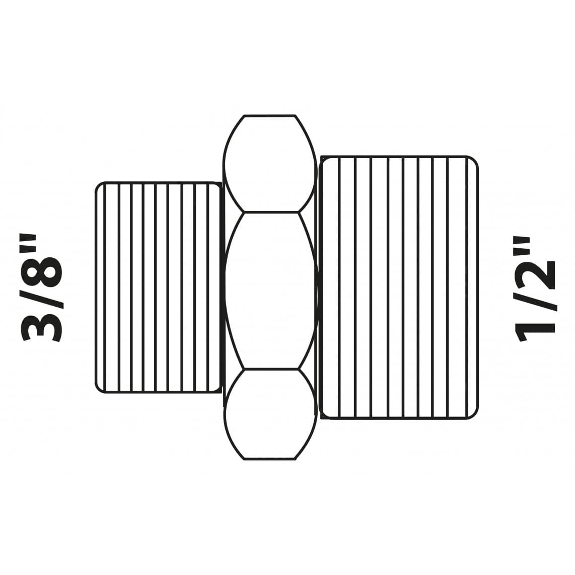 988952213 BR mamelon double réducteur, vierge, 1/2" M x 3/8" M, (3245),