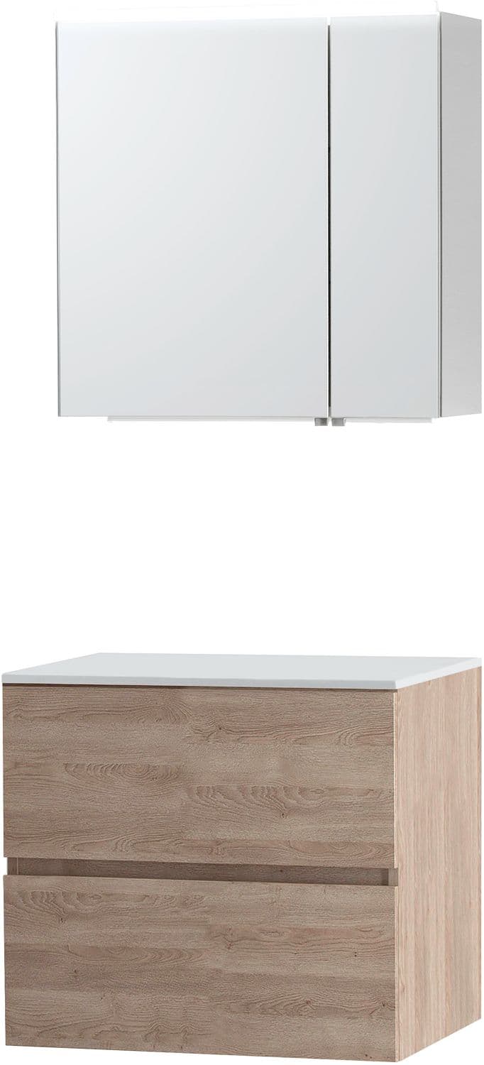 MEUBLE MOLTO CHENE NATUREL 70 POUR LAVABO A POSER SOLID ARMOIRE TOILETTE