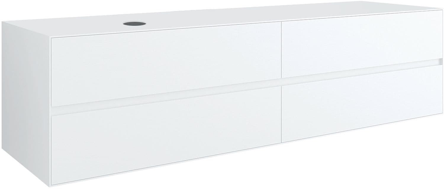 SOUS MEUBLE 4 TIROIRS+ TABLET POUR LAVABO A POSER GAUCHE TENSO 180CM SANS TROU ROBINET BLANC
