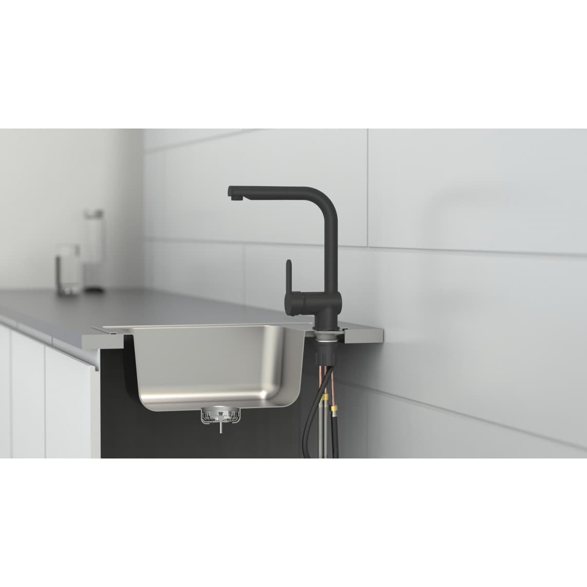 79760 LONDON Sink mixer, black matt, with pull-out spout