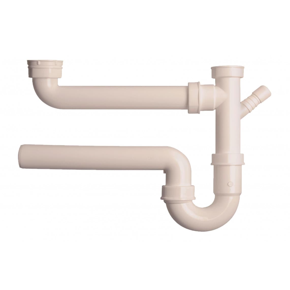 98833348 KS siphon tubulaire pour évier double, blanc, 1 1/2" F x 40 mm, avec 3/4" Raccordement de l'appareil