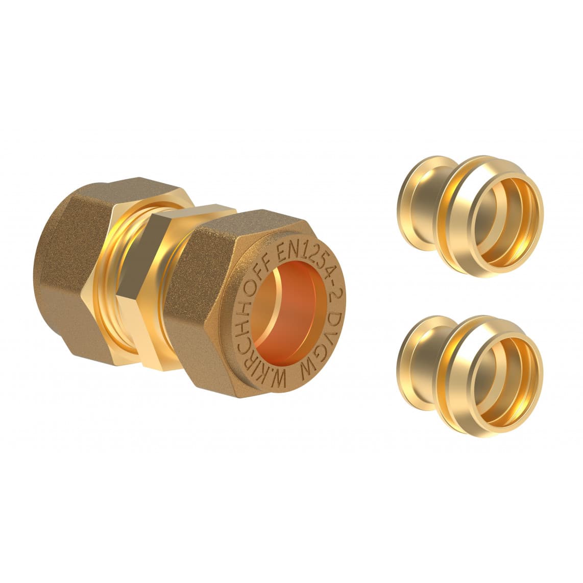 989454117 LT pièce de raccordement, vierge, 10 mm / incl. 2x jeu de réduction 8 mm, raccord à serrer pour tube en cuivre