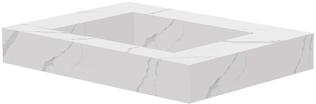TABLET MARBRE CERAMIQUE PURO LAVABO S L70 H10 SANS TROU ROBINET WHITE CALACATTA