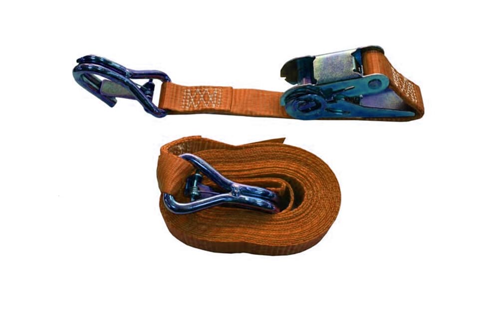 Sangle d'arrimage 5m x 25mm 800daN orange avec cliquet et crochet