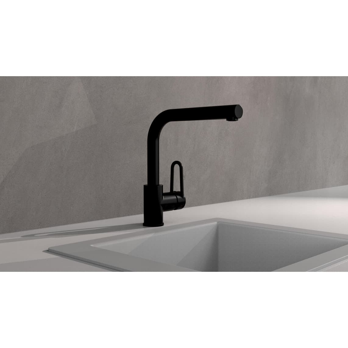 26239 DESIGN RING Mitigeur évier, noir mat, avec douchette à rincer extractible
