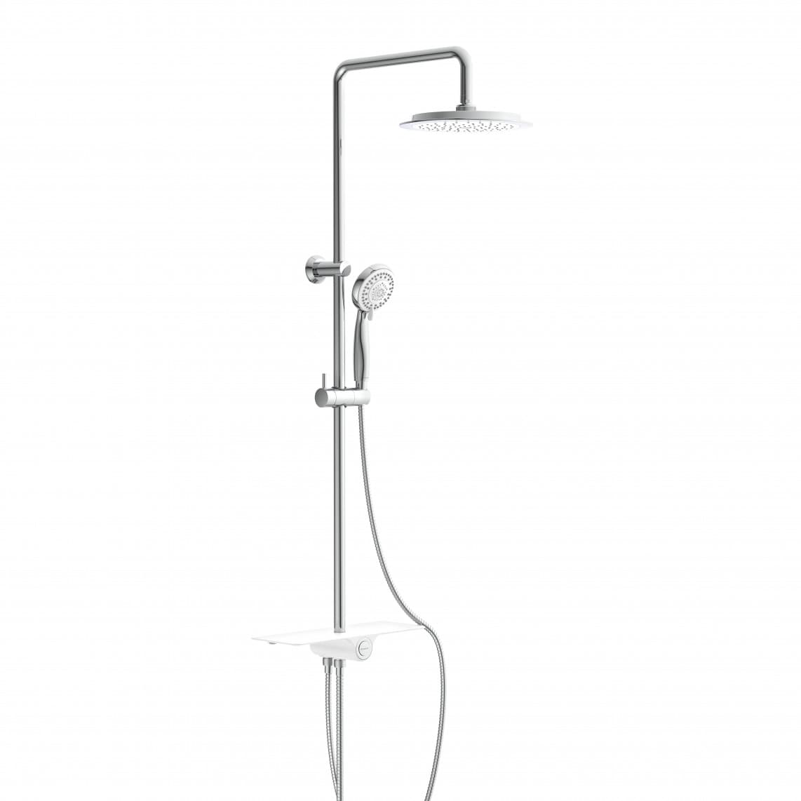 60500 AQUASTAR Set douche de pluie, chromé/blanc, avec tablette
