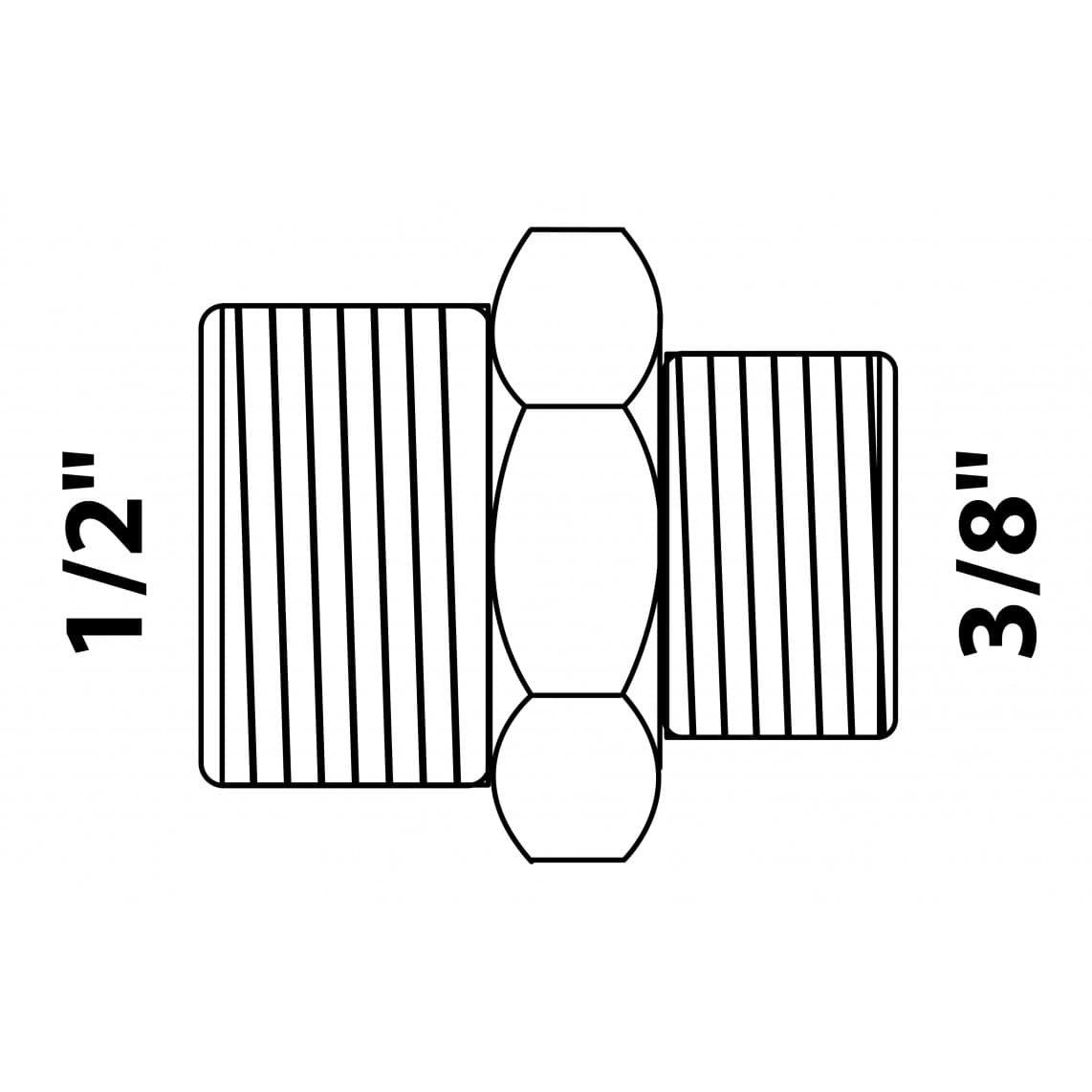 989351155 LT mamelon double réducteur, chromé, 1/2" M x 3/8" M,