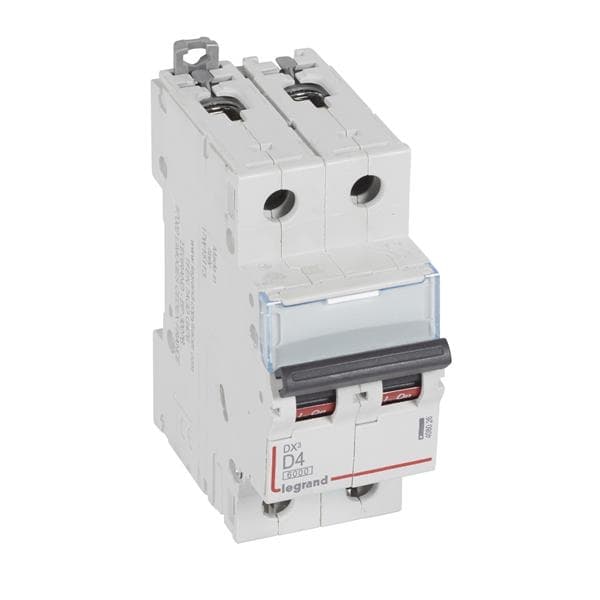 Disjoncteur DX³ 6000A / 10kA 2 pôles courbe D 04A 400V 2 modules