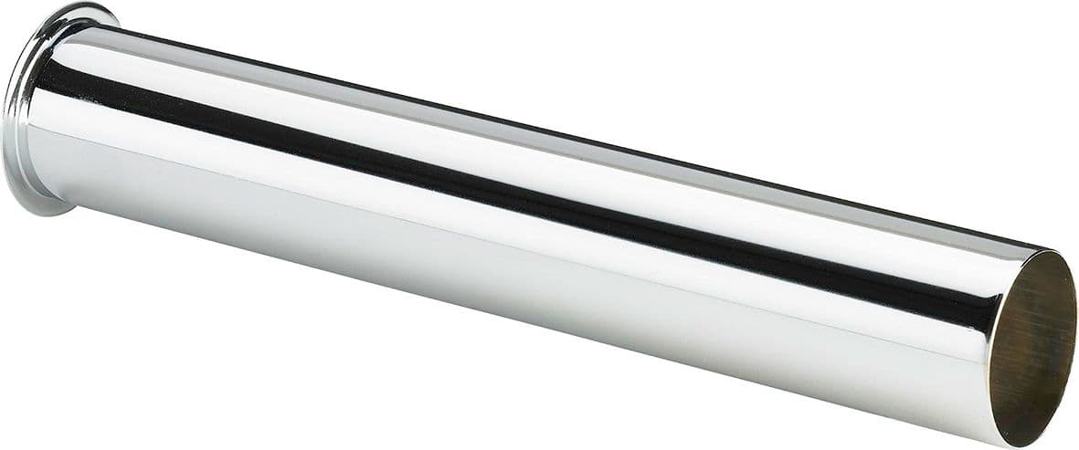 TUBE D'EVACUATION POUR SIPHON BOUTEILLE CHROME 30CM 32MM 5/4" AVEC COLLERETTE