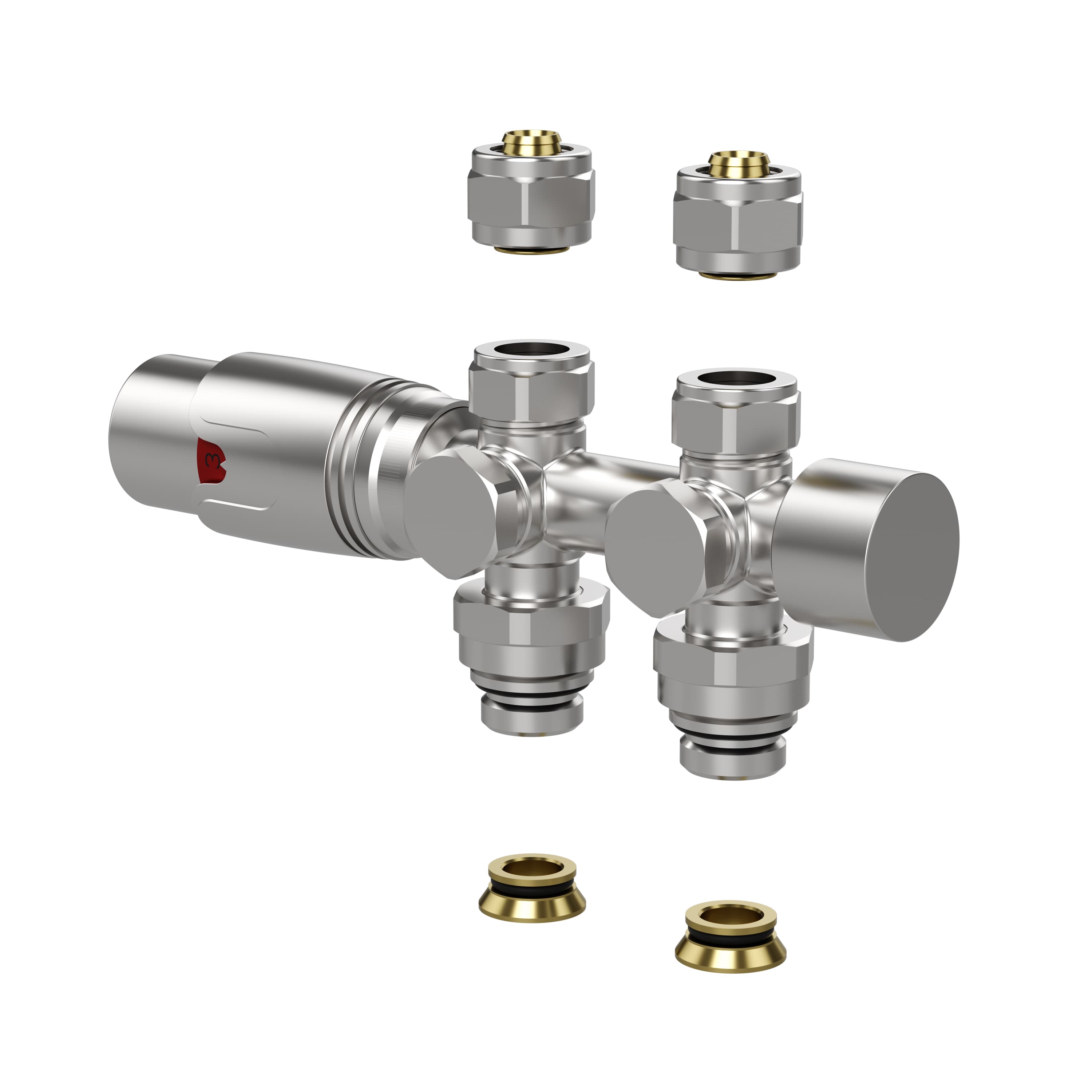 BELRAD VANNE DE RADIATEUR – DESIGN – THERMOSTATIQUE – RACCORDEMENT CENTRAL – RACCORDEMENT MURAL ET AU SOL – INOX BROSSÉ