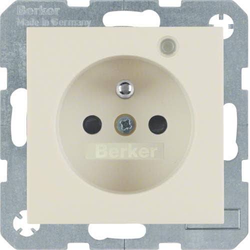 Prise de courant avec Led de contrôle Berker S.1 / B.3 / B.7 Blanc, brillant