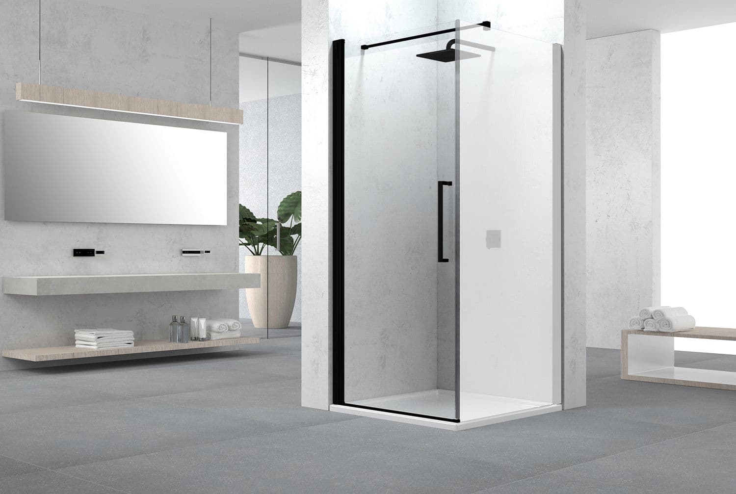 PORTE PIVOTANTE ANGLE SWING 97-99 H200 NOIR MAT-CLAIR