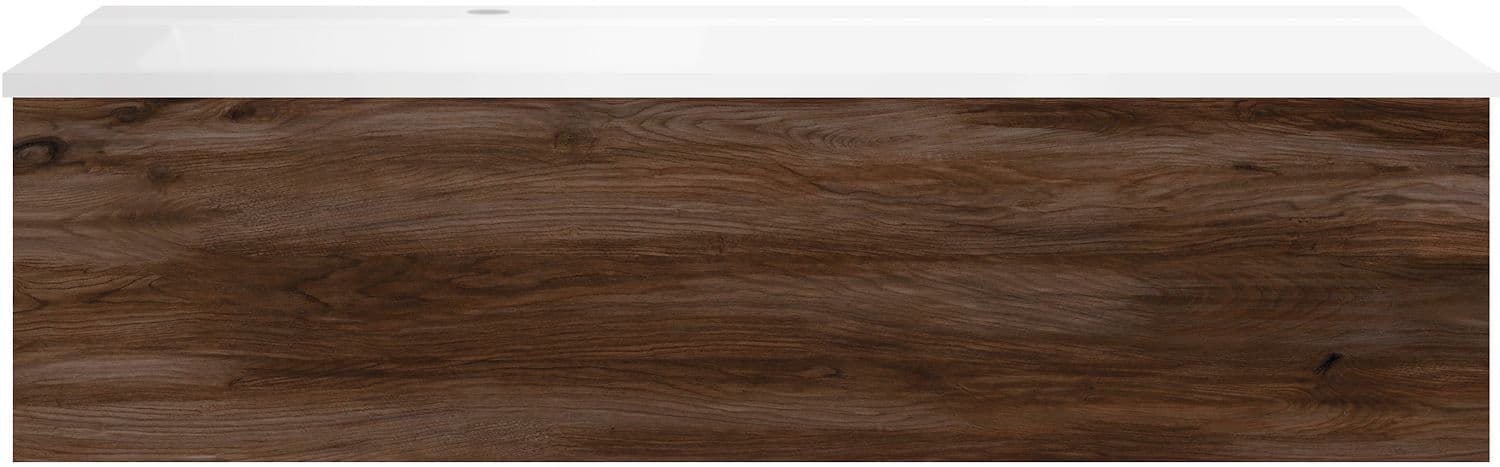 SOUS MEUBLE COFFEE 1 TIROIR 120 NOYER DECOR VELOURS+LAVABO GAUCHE BLANC MAT