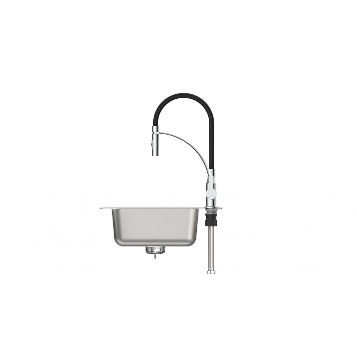 NI183CARCRB CARNEO Keukenkraan, chroom/zwart, met soft-touch slang