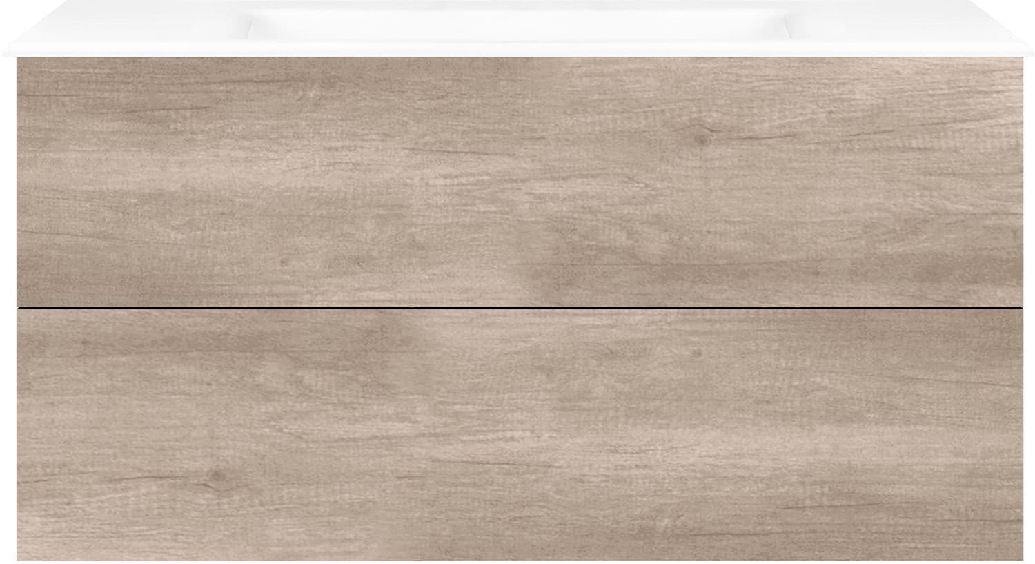ONDERBOUW COFFEE 2 LADES 120 EIKEN DECOR FLANEL +WASTAFEL PORSELEIN ZONDER KRAANGAT WIT