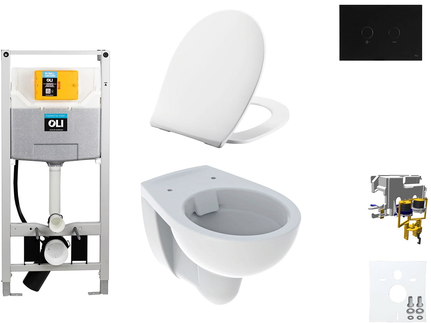 WALLFIX OLI WC SUSPENDU BASTIA RIMFREE PERSSALIT T SOFTCLOSE + LIFT-OFF BLINK NOIR