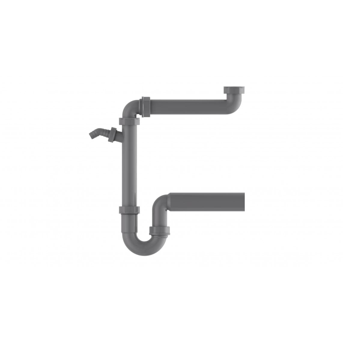 98833649 ECO-SAVE KS siphon tubulaire gain de place pour évier, Gris, 1 1/2" F x 50 mm, avec 3/4" Raccordement de l'appareil