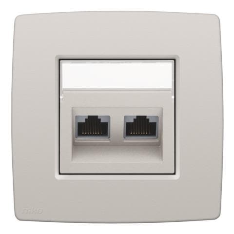 Enjoliveur data 2 x RJ sortie oblique Light Grey
