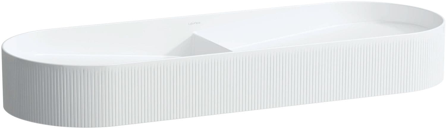VASQUE A POSER DOUBLE SONAR RELIEF LAUFEN 100X37 SANS TROU ROBINET/TROP-PLEIN CLEAN COAT BLANC