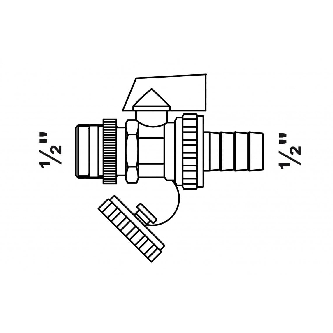 98854105 KFE Ball valve, brass, nickel, 1/2" male x 1/2" sleeve, with stuffing box