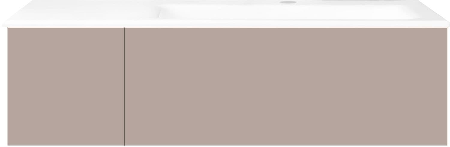 SOUS MEUBLE COFFEE 2 TIROIRS 110 GRIS BASALTE MAT +LAVABO DROITE PORCELAINE BLANC