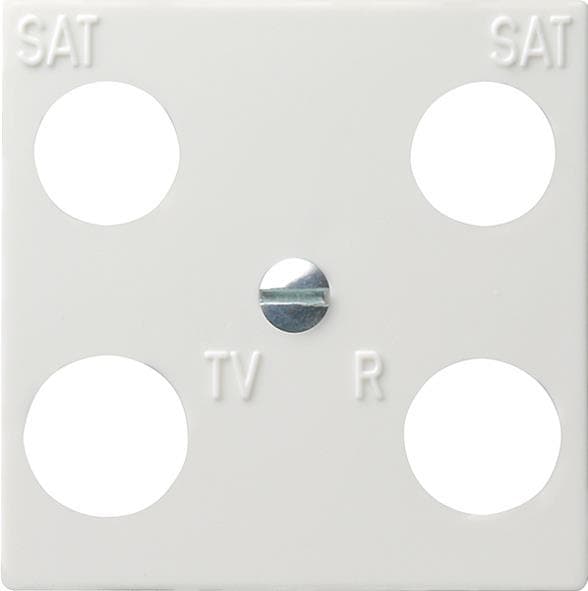 Plaque centrale 4 x (50 x 50mm) pour prise d'antenne coaxiale avec 2 connexions SAT en plus Blanc