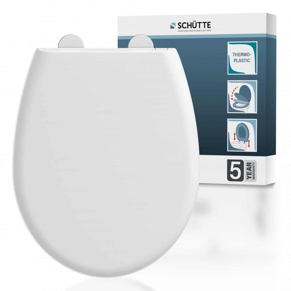 83310 Abattant wc en thermoplast WHITE, PREMIUM, avec frein de chute et déclipsable