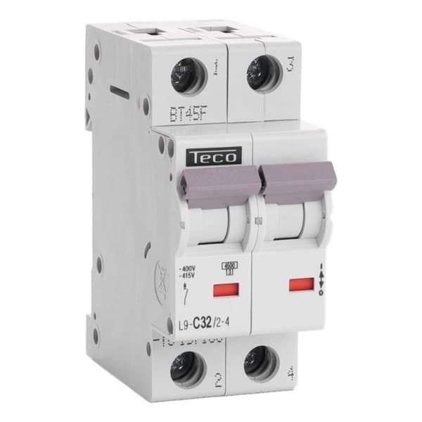 Disjoncteur 2 pôles 32A 4,5kA courbe C