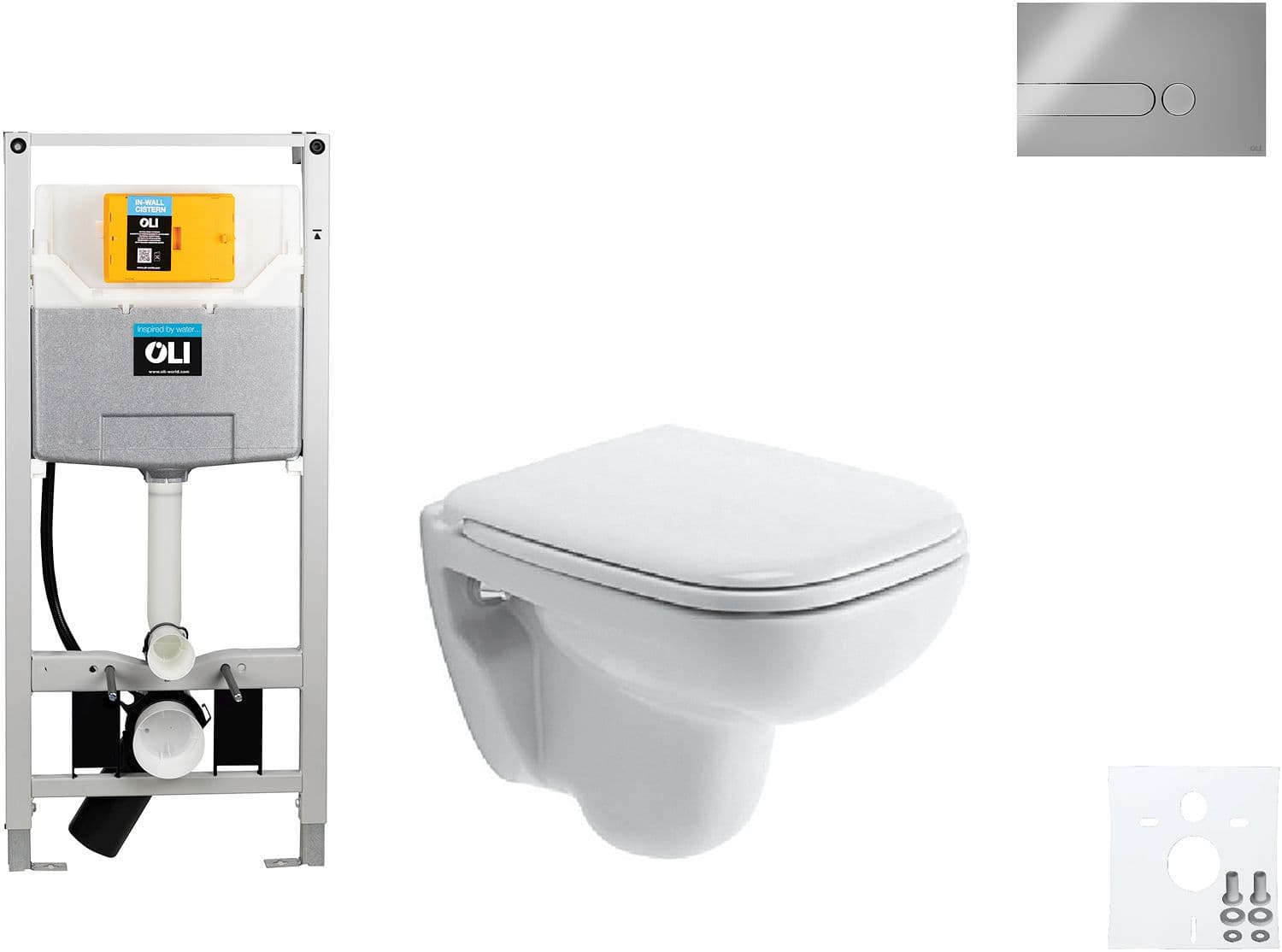 WALLFIX OLI WC SUSPENDU D-CODE COMPACT DURAVIT CODE IPLATE MAT CHROME