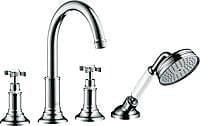 SET DE FINITION MELANGEUR DE BAIN 4 TROUS MONTAGE SUR CARRELAGE HANSGROHE NICKEL BROSSE