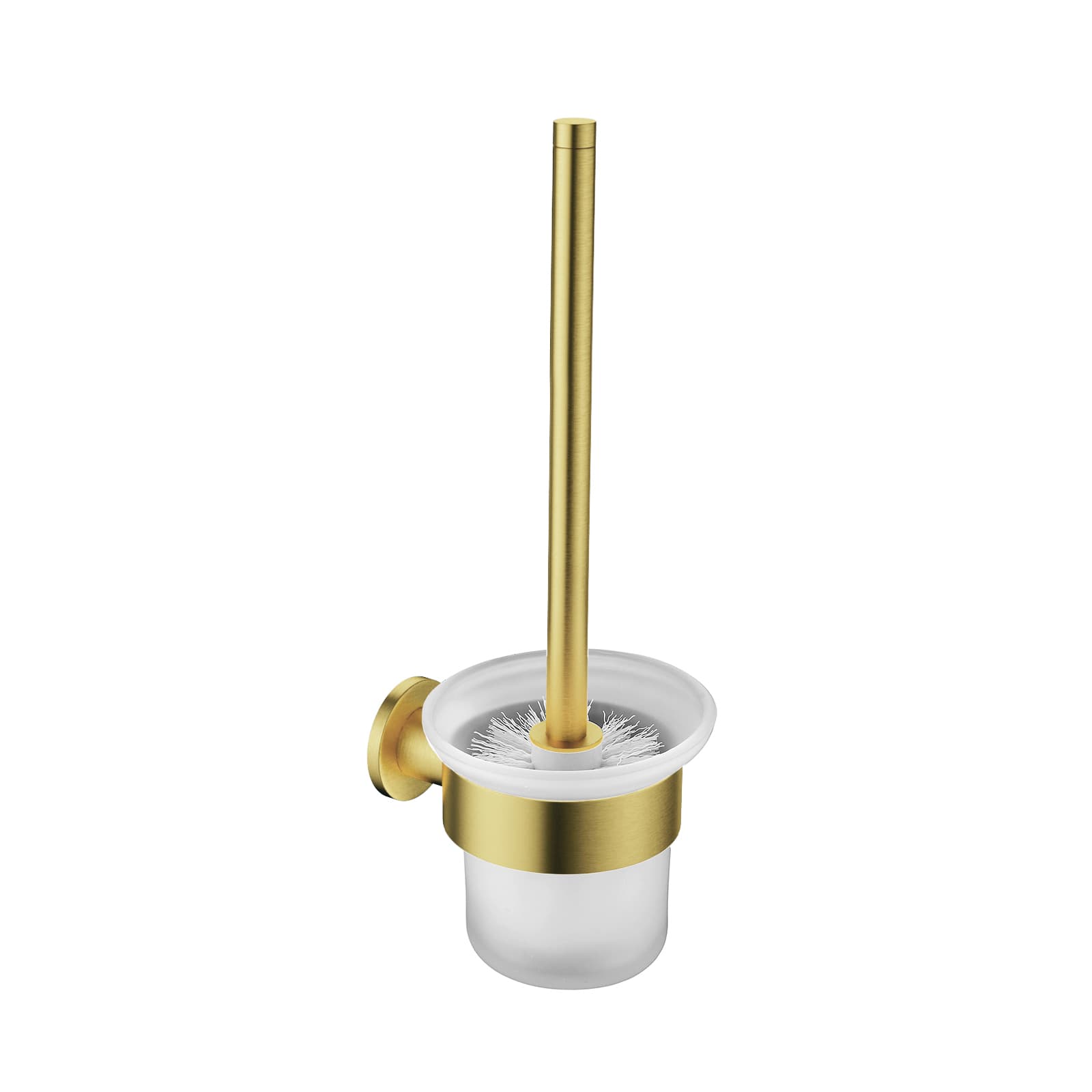 BROSSE DE TOILETTE ALONI AVEC SUPPORT – POT EN VERRE – OR BROSSÉ