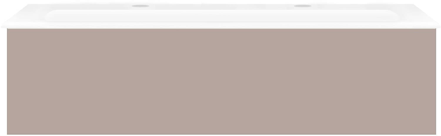 SOUS MEUBLE COFFEE 1 TIROIR 120 GRIS BASALTE MAT + LAVABO 2 TROUS ROBINET EN PORCELAINE BLANC