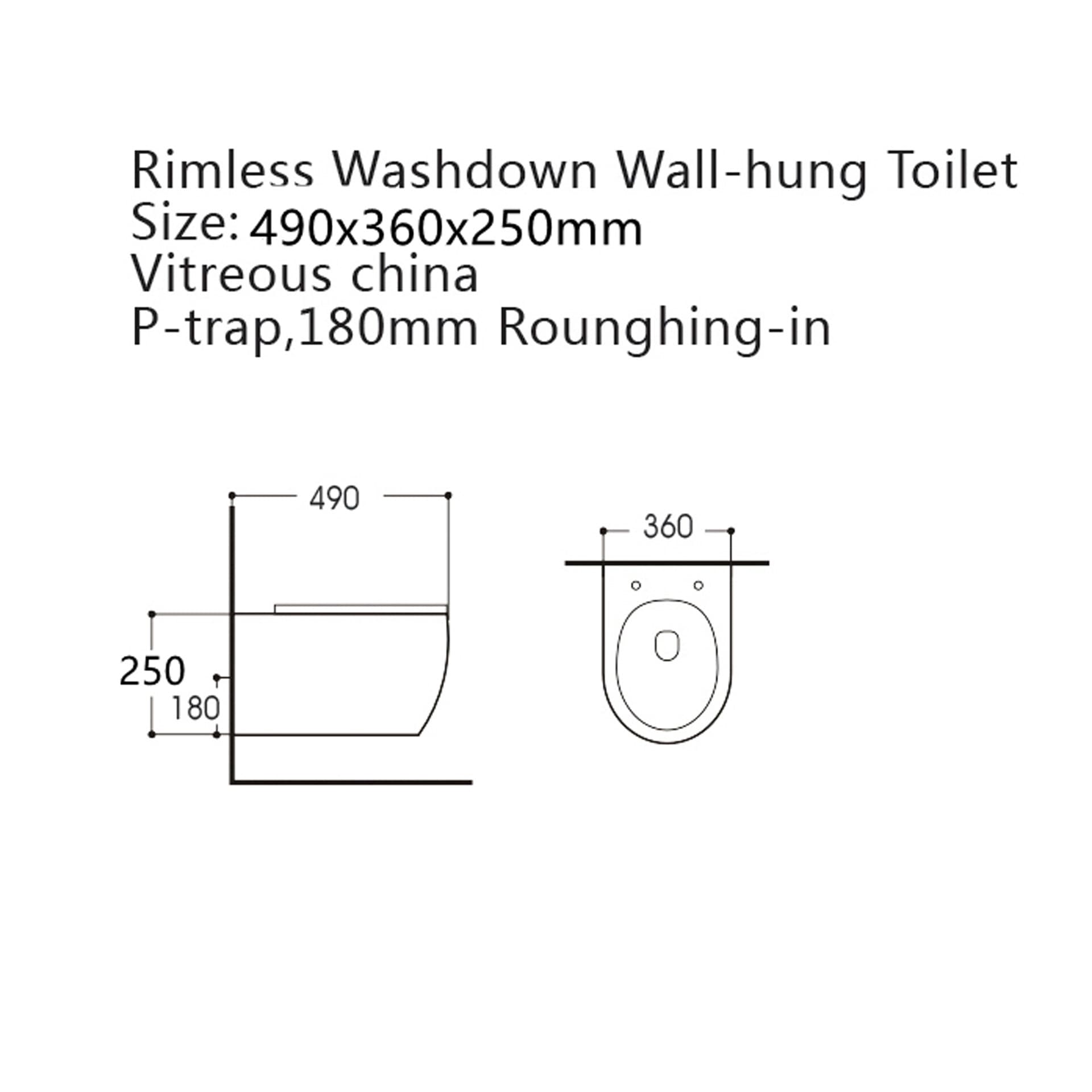 ALONI PRO WC SUSPENDU – SANS BRIDE – AVEC ABATTANT – DUROPLAST – SOFT CLOSE – QUICK RELEASE – COMPACT 49 CM - 36X32X49 CM – NOIR MAT