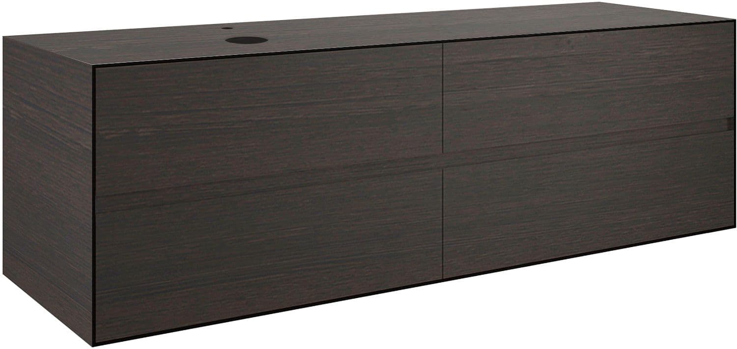 SOUS MEUBLE 4 TIROIRS+ TABLET POUR LAVABO A POSER GAUCHE TENSO 160CM +TROU ROBINET WENGE