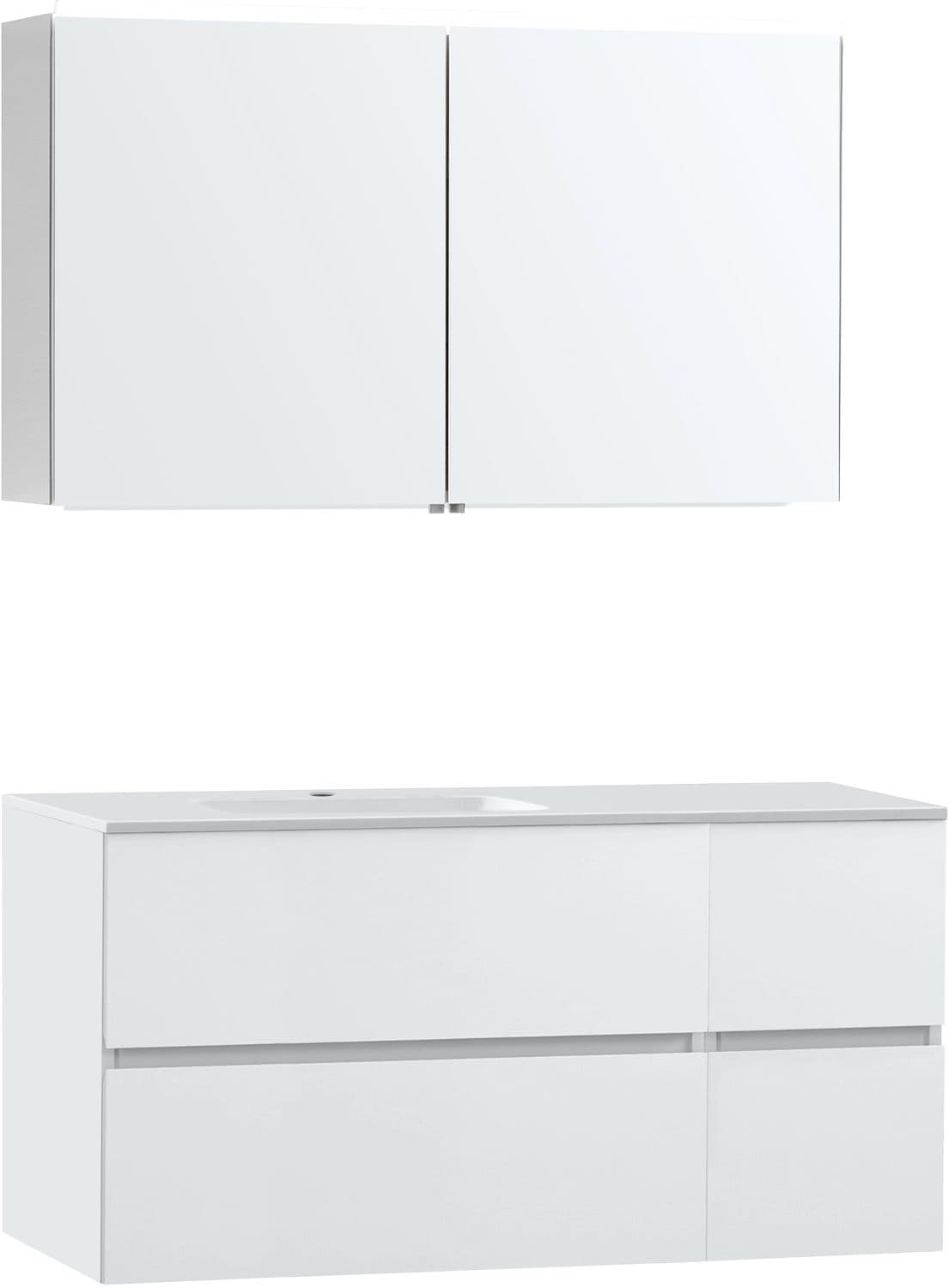 MEUBLE MOLTO POUDRE BLANC 125 GAUCHE MARBRE SYNTHETIQUE ARMOIRE TOILETTE