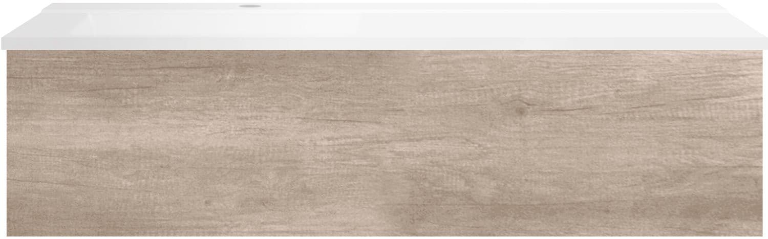 SOUS MEUBLE COFFEE 1 TIROIR 120 CHENE DECOR FLANELLE+LAVABO GAUCHE BLANC MAT
