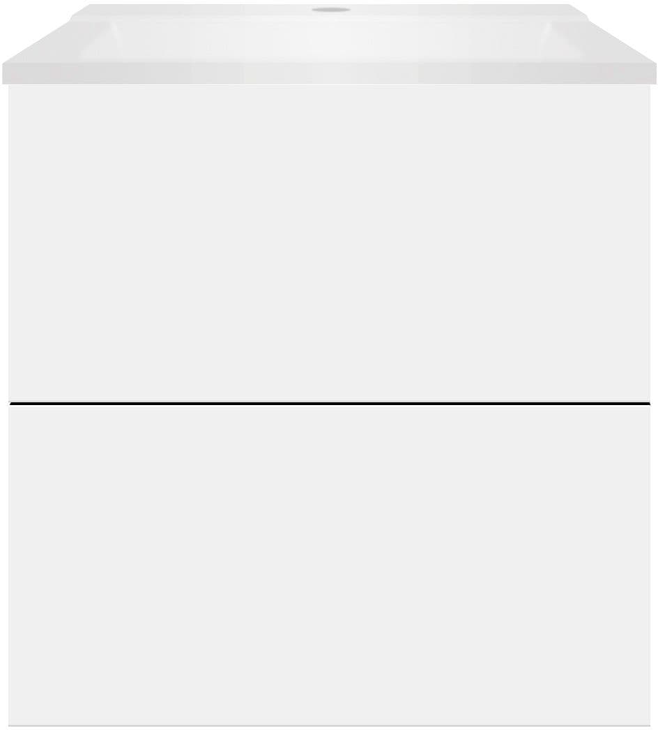SOUS MEUBLE COFFEE 2 TIROIRS 60 BLANC MAT+LAVABO BLANC