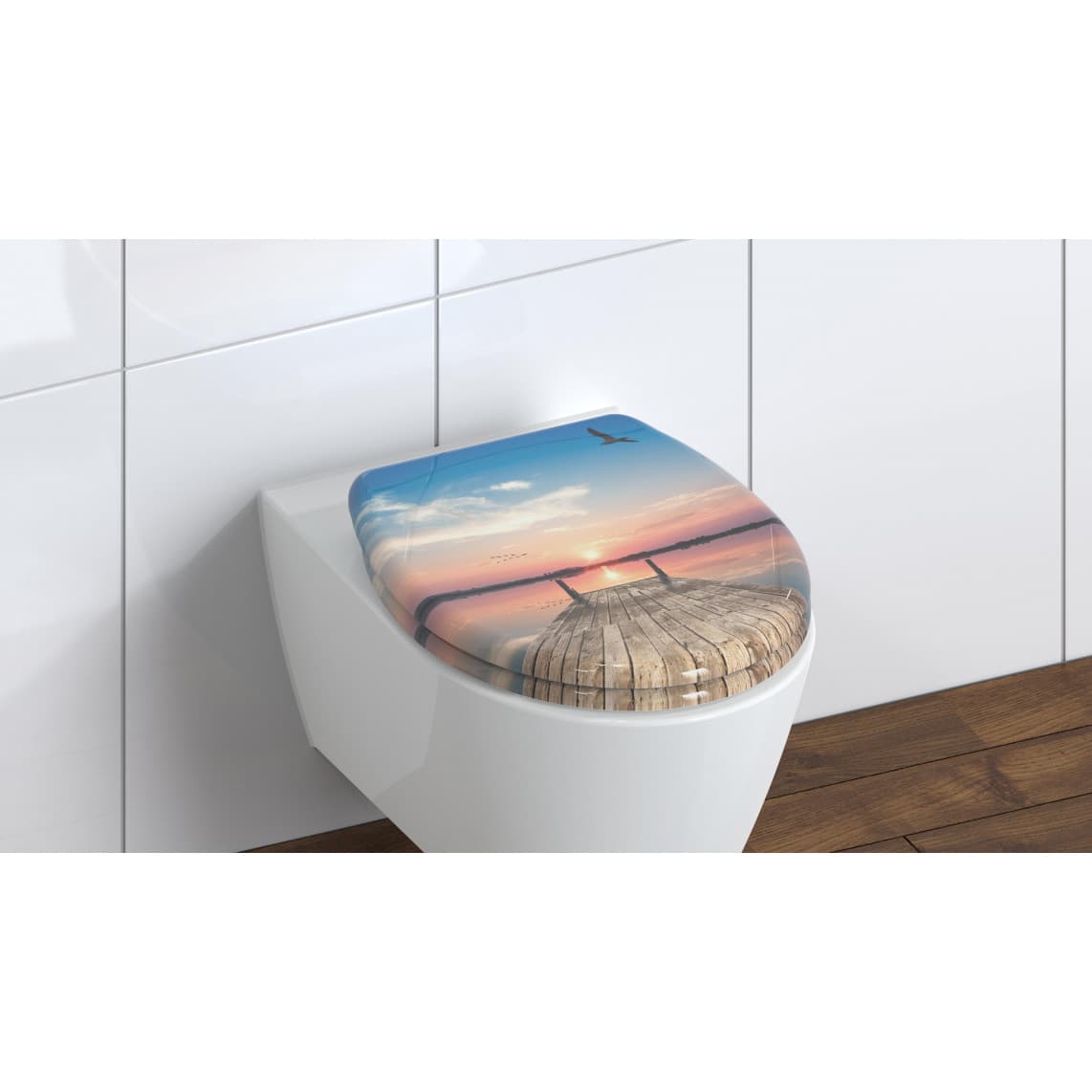 82378 abattant WC en Duroplast SUNSET SKY, avec frein de chute et déclipsable